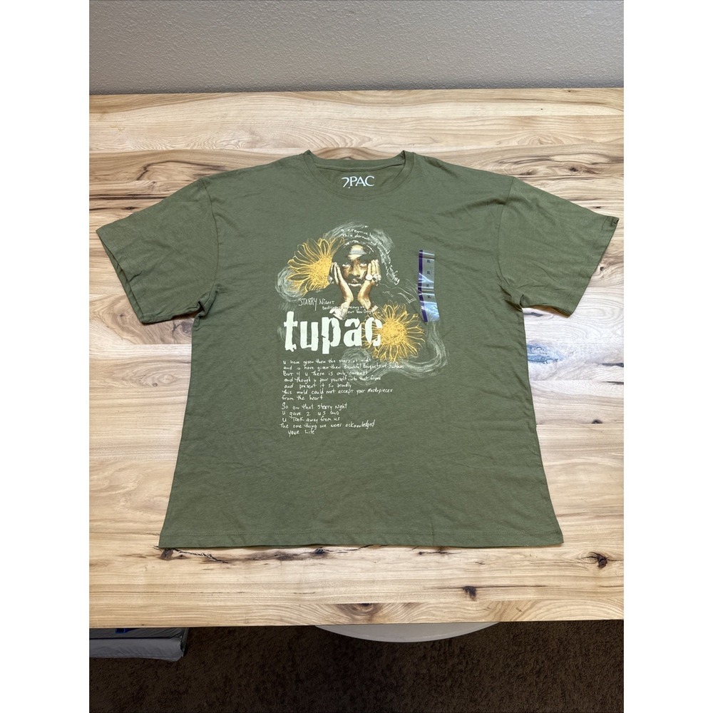 2Pac Official Store Sunflowers Green Short Sleeve T-Shirt Size XL
